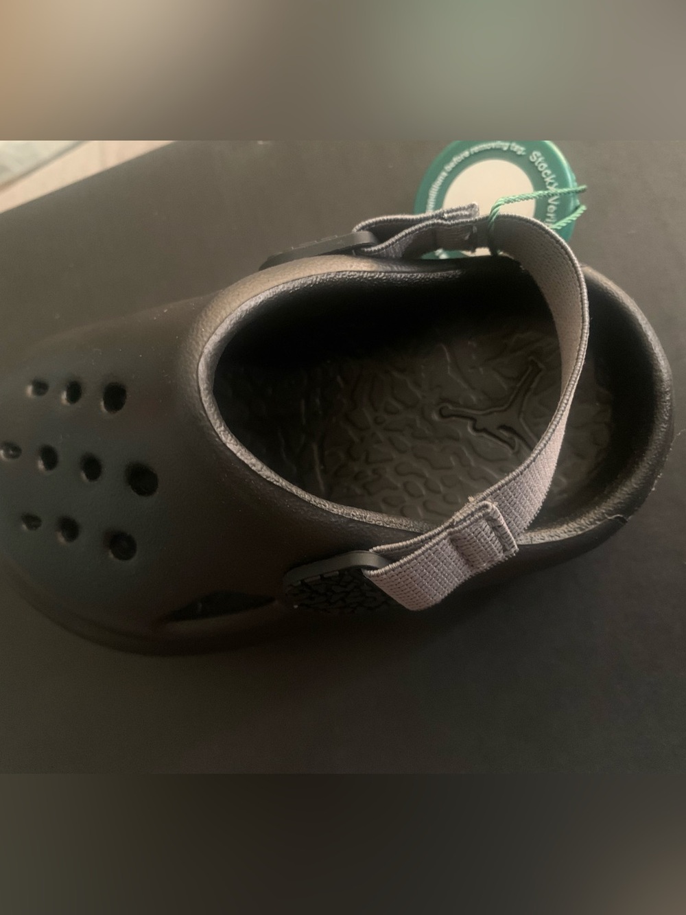 Jordan Kids Black Slip-On Clog with Gray Heel Strap